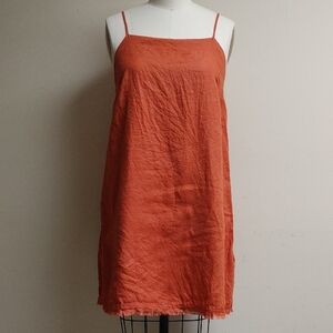 Uma and Leopold Rust Orange Linen Dress Size L